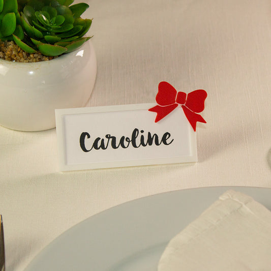 Bordkort med sløjfe - rød
