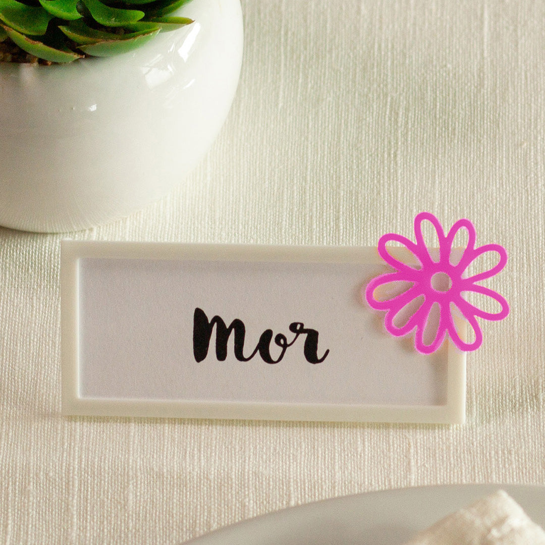 Bordkort med blomst pink