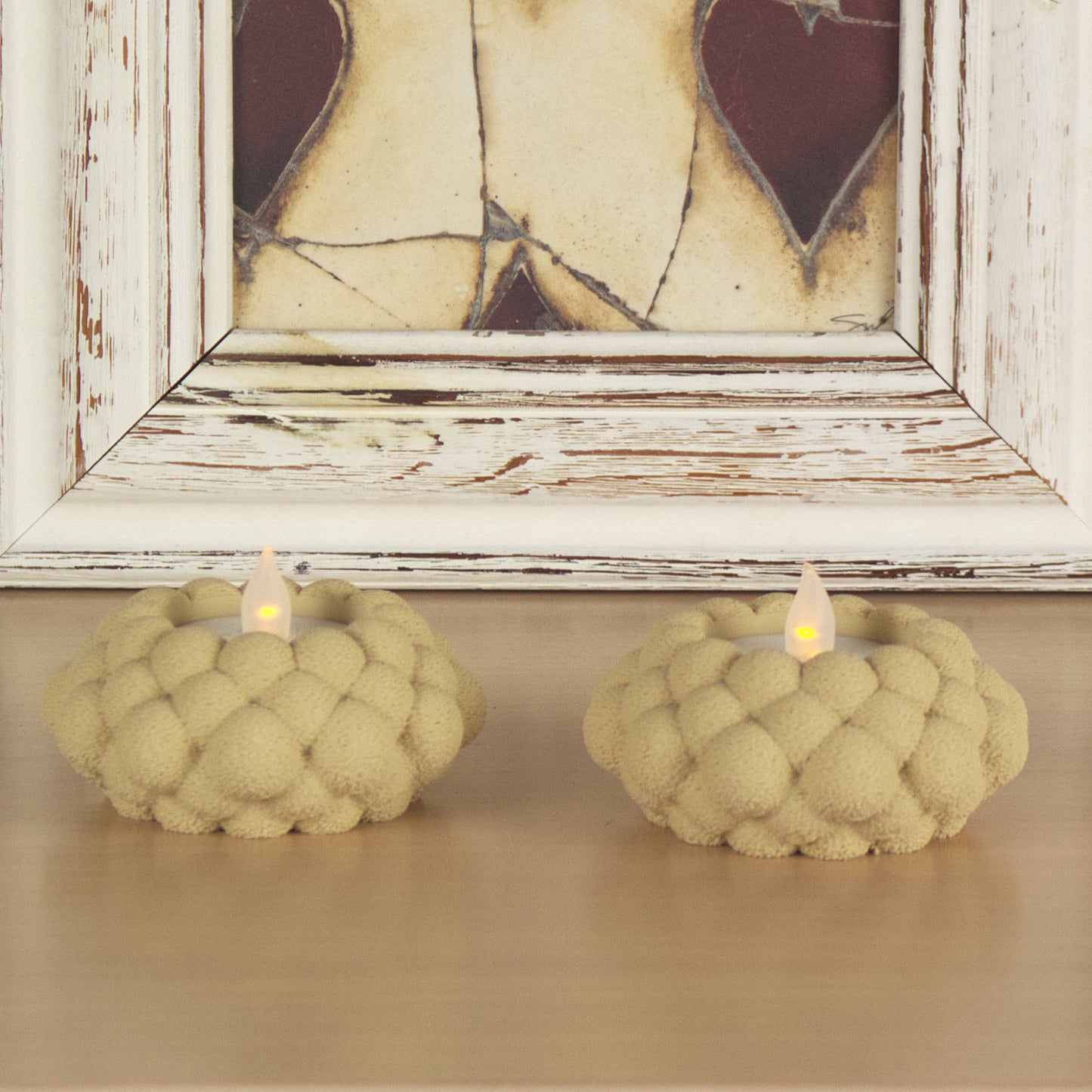 Kogle fyrfadslys - beige